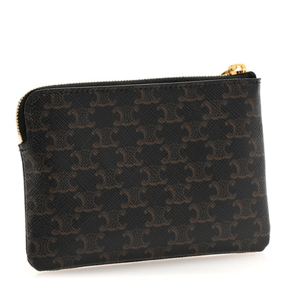Celine Triomphe Canvas Logo Coin and Card Pouch With Hook Black 3 of 10