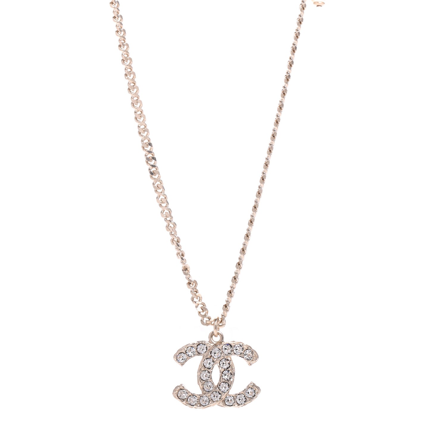 Pearl Crystal CC Pendant Necklace Gold