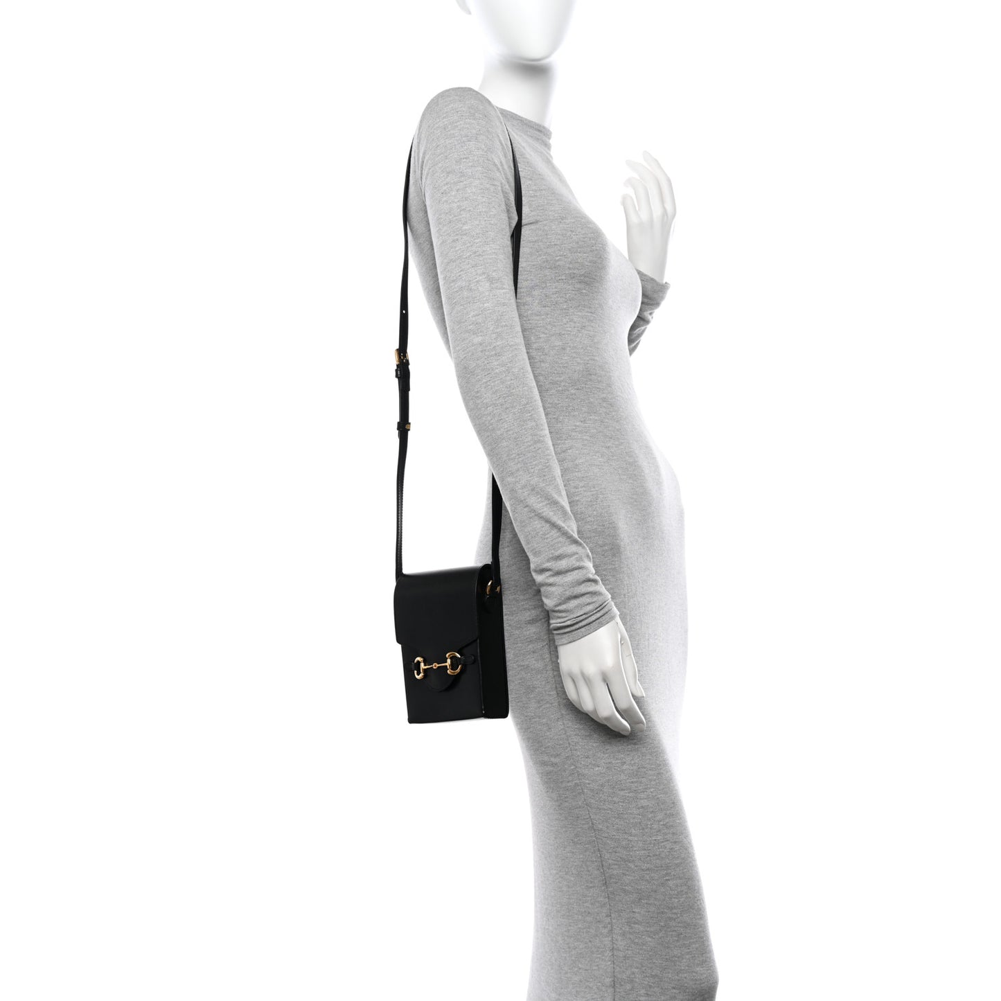 Textured Dollar Calfskin Mini Horsebit 1955 Crossbody Bag Black