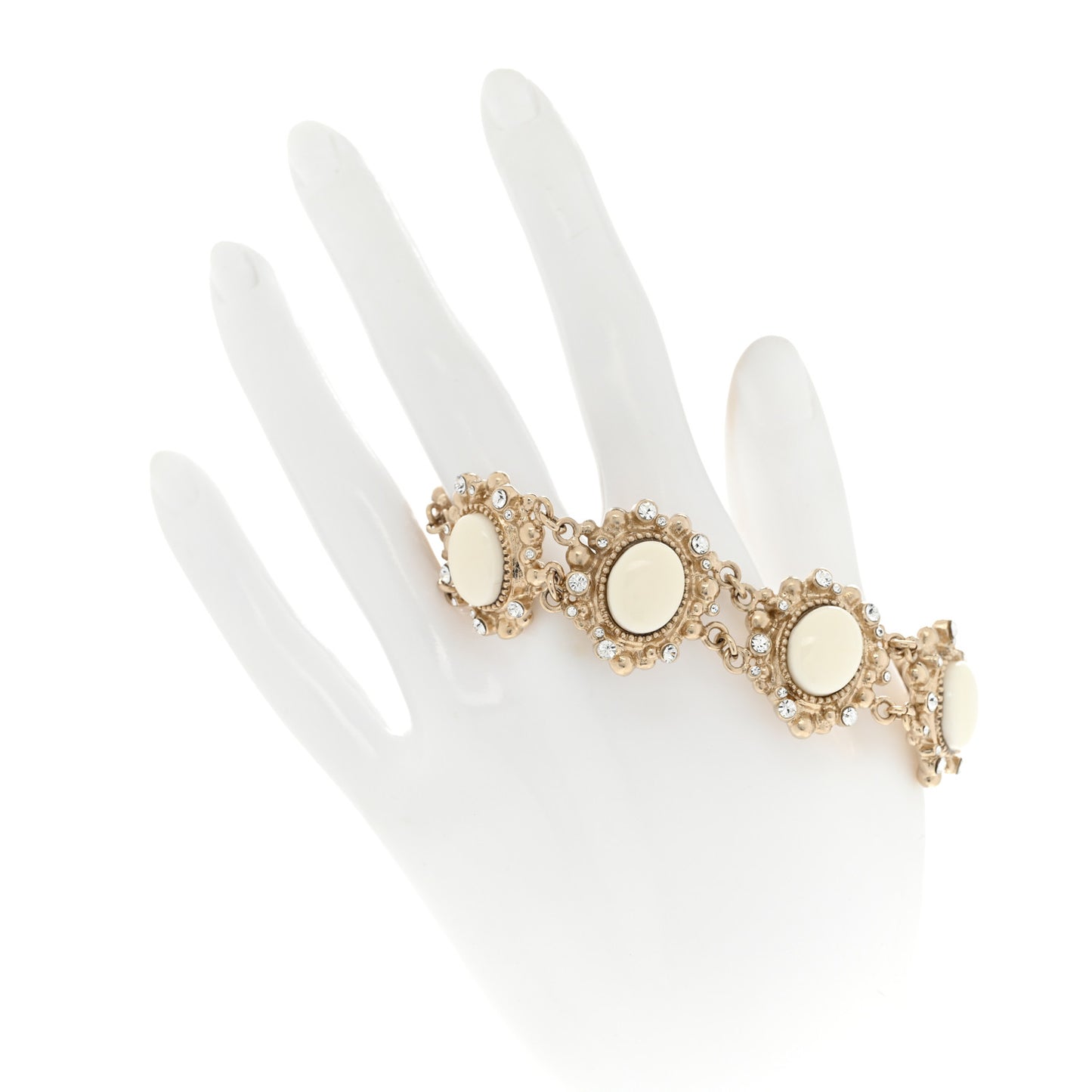 Enamel Crystal CC Bracelet Gold White