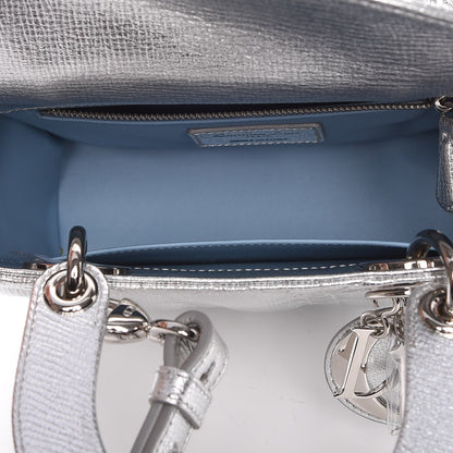 Christian Dior Metallic Grained Calfskin Cannage Small Lucky Badges My Lady Dior Silver 5 of 8