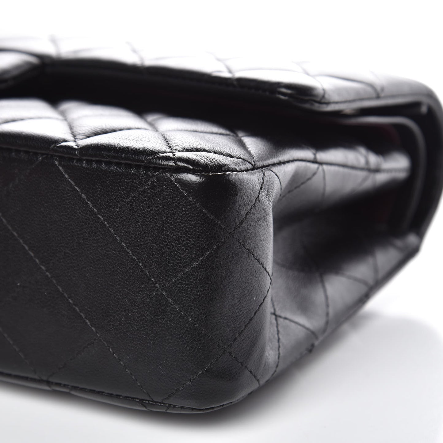Lambskin Quilted Medium Double Flap Black