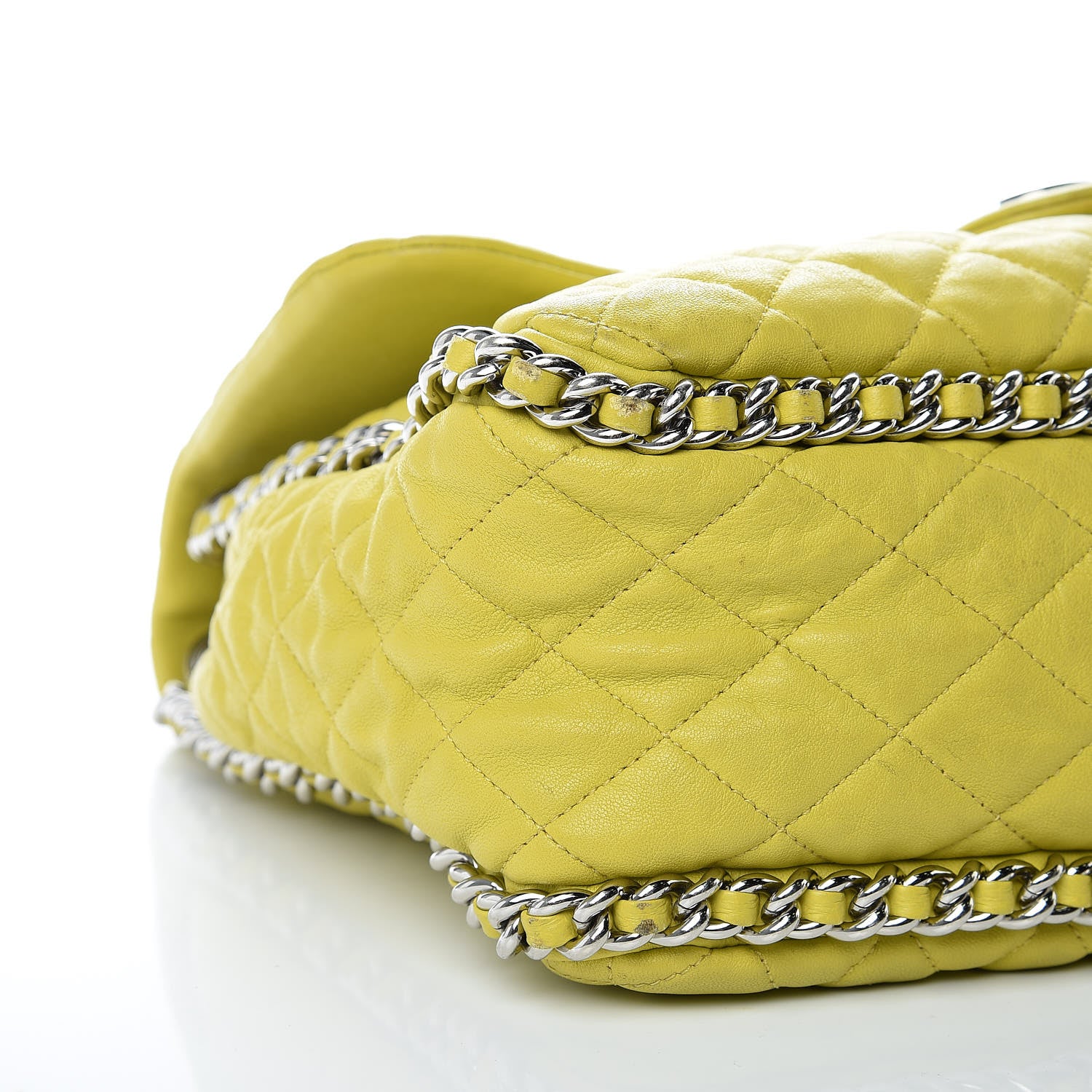 Chanel Washed Lambskin Quilted Maxi Chain Around Flap Yellow 8 of 18