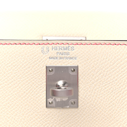 Hermes Epsom Bi-Color Horseshoe Kelly Sellier 25 Nata Rose Azalee 6 of 10