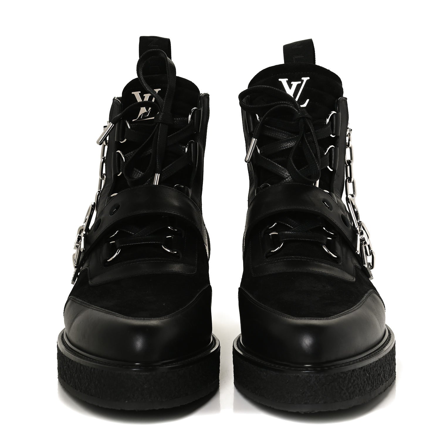 Louis Vuitton Calfskin Suede Mens Creeper Ankle Boots 9.5 Black 2 of 8