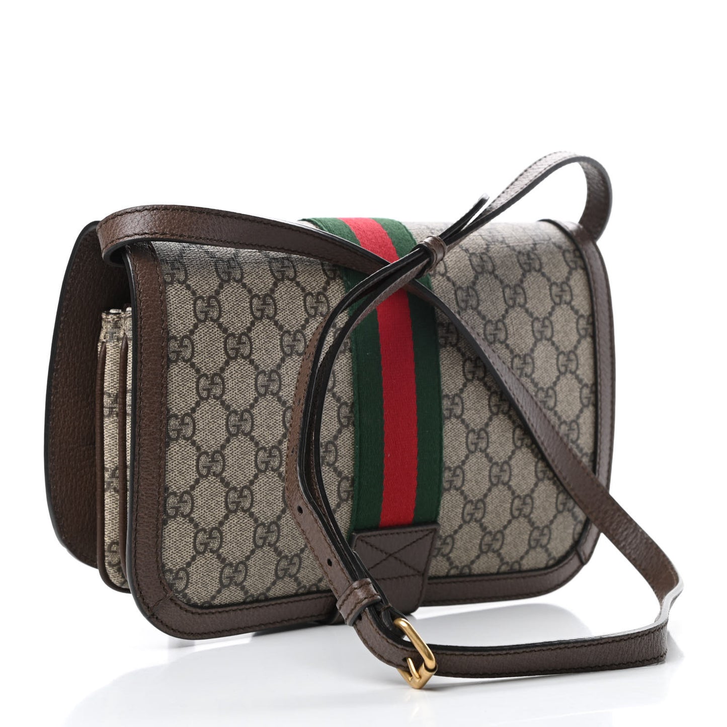 GG Supreme Monogram Web Ophidia Flap Messenger Bag Beige New Acero