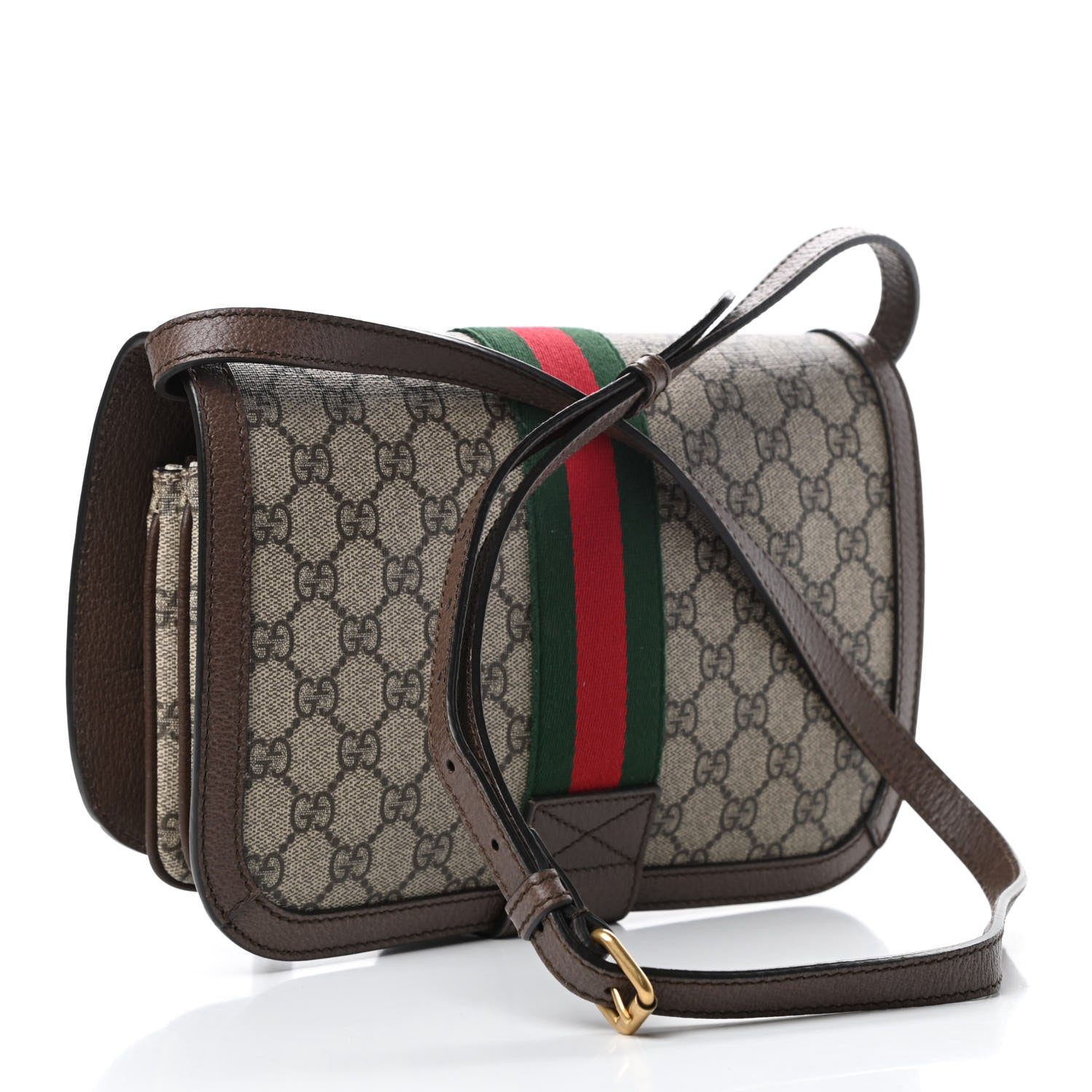Gucci GG Supreme Monogram Web Ophidia Flap Messenger Bag Beige New Acero 3 of 18