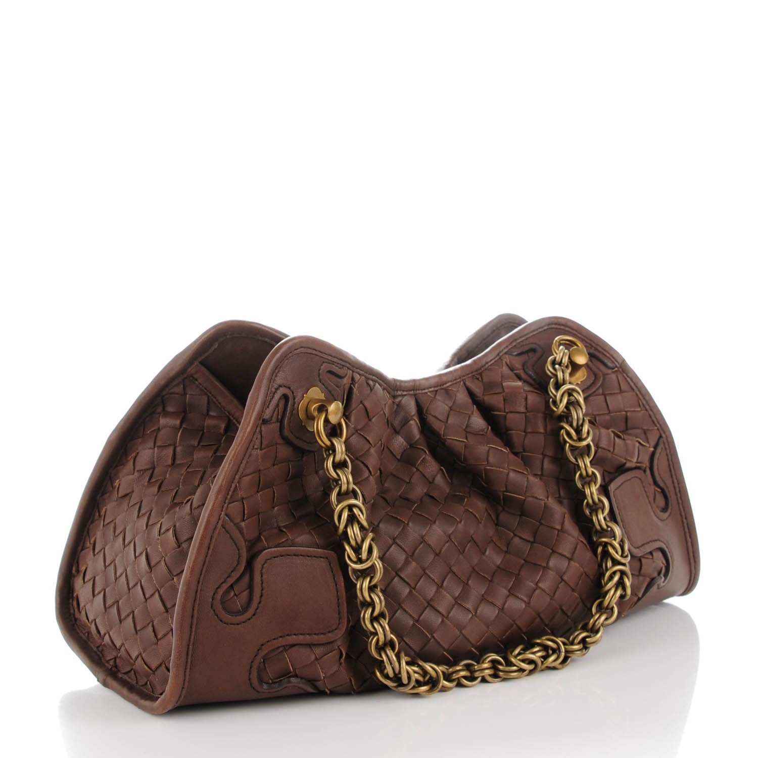 Bottega Veneta Nappa Intrecciato Small Chain Shoulder Bag Brown 3 of 7
