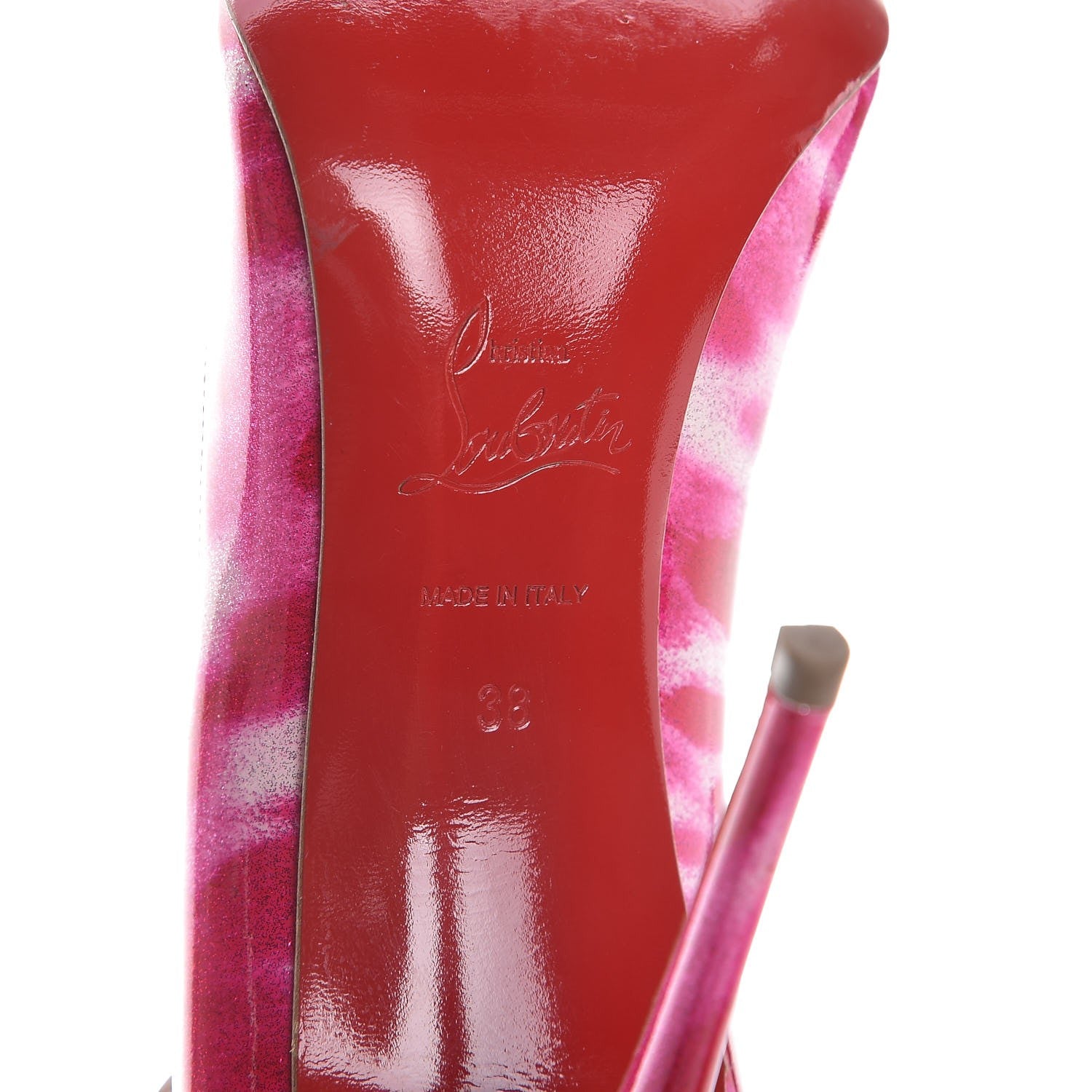 Christian Louboutin Patent Glittart Pigalle Follies 100 Pumps 38 Shocking Pink 8 of 11