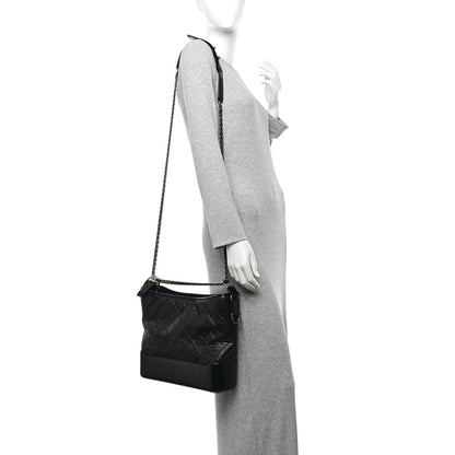 Chanel Aged Calfskin Quilted Large Gabrielle Hobo Black 2 of 13