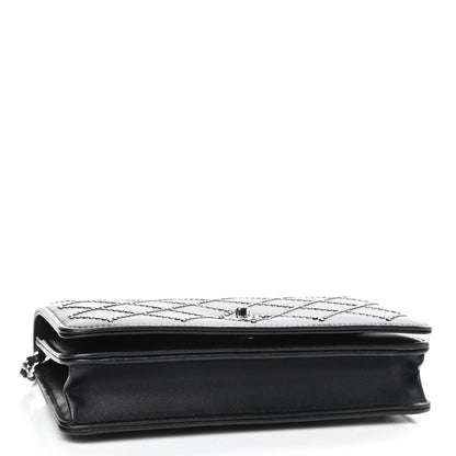 Chanel Lambskin Crystal Quilted Wallet On Chain WOC Black 3 of 11