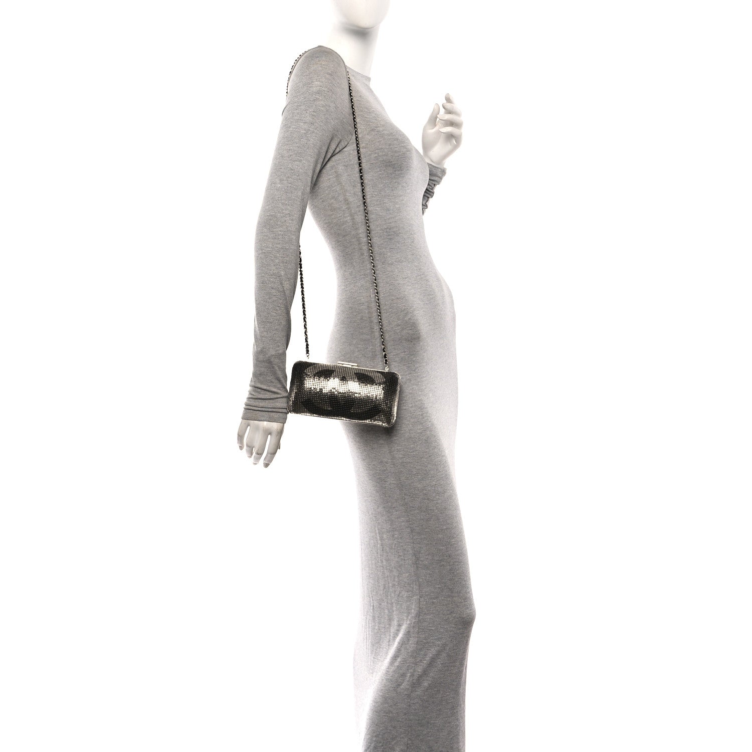 Chanel Metallic Lambskin Perforated Hollywood Clutch Silver 3 of 10