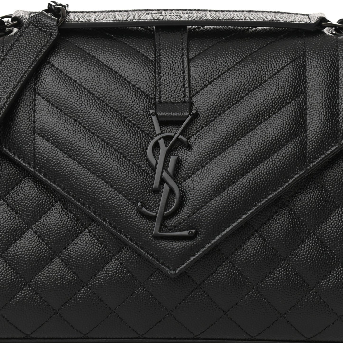 Grain De Poudre Textured Mixed Matelasse Triquilt Medium Monogram Satchel Black