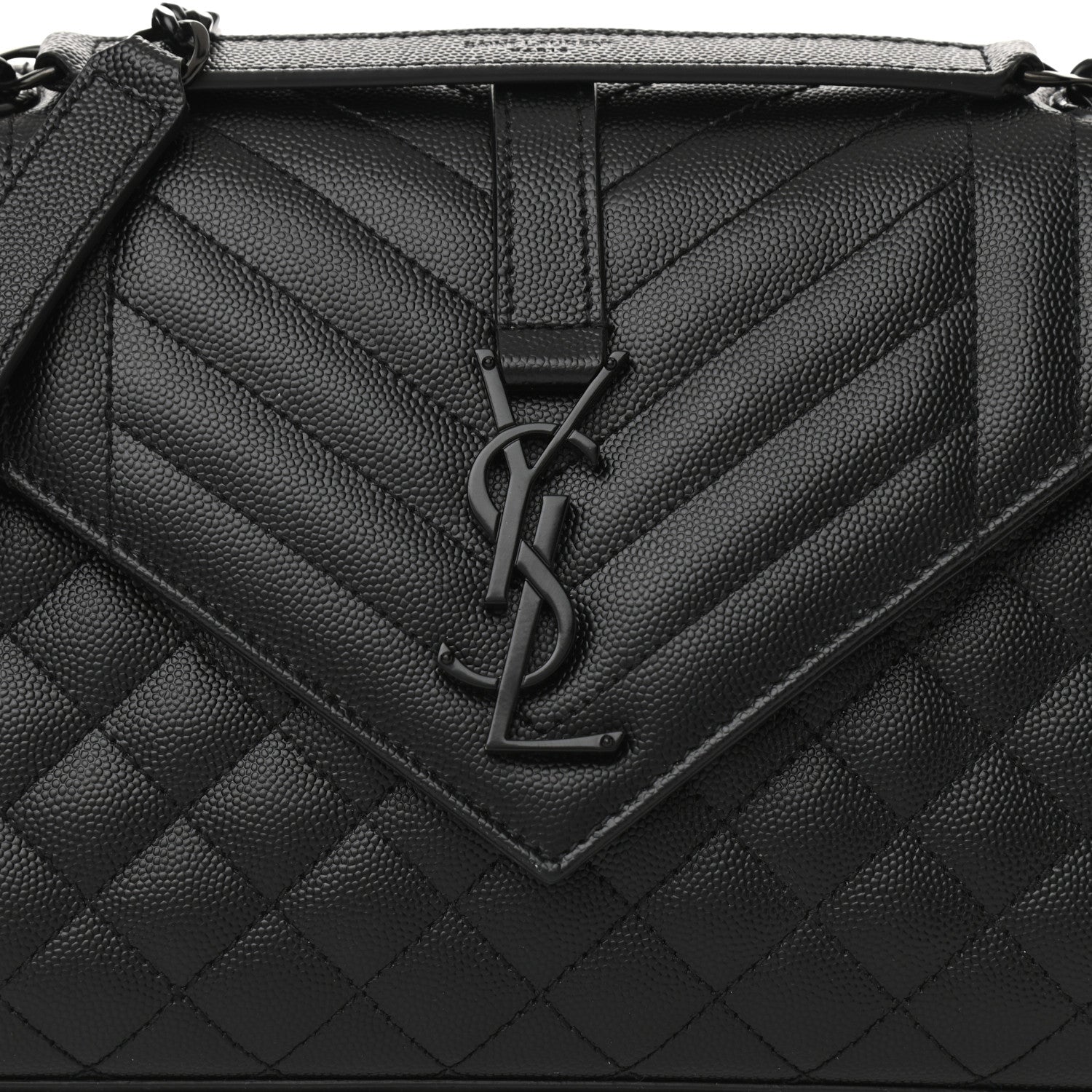 Saint Laurent Grain De Poudre Textured Mixed Matelasse Triquilt Medium Monogram Satchel Black 7 of 7