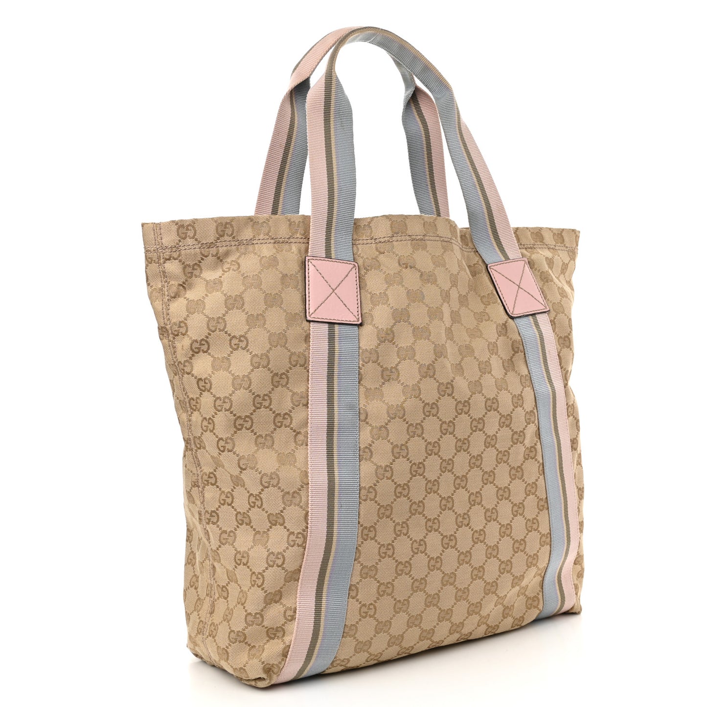 GG Monogram Medium Web Handle Vertical Tote Pink Blue