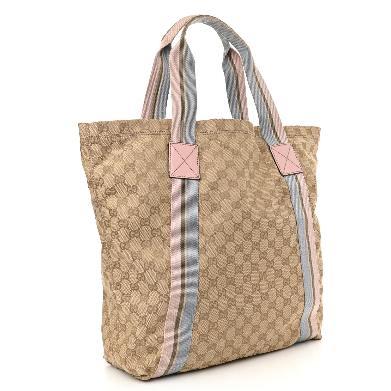 Gucci GG Monogram Medium Web Handle Vertical Tote Pink Blue 3 of 17