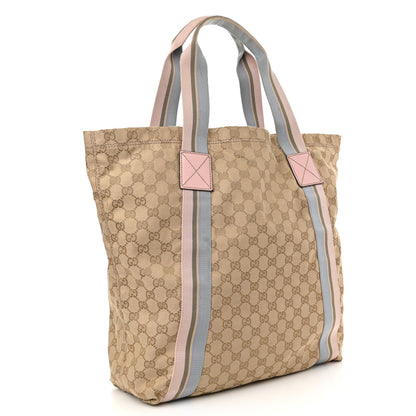 Gucci GG Monogram Medium Web Handle Vertical Tote Pink Blue 3 of 17