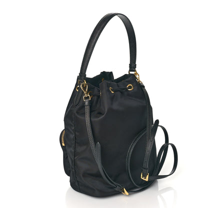 Prada Saffiano Tessuto Nylon Mini Bucket Crossbody Bag Black 3 of 8