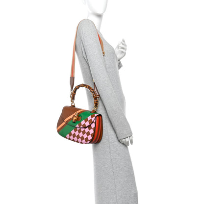 Gucci Calfskin Geometric Print Medium Bamboo 1947 Top Handle Bag Brown 2 of 10
