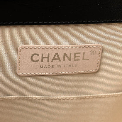 Chanel Glazed Calfskin Raffia Vanity Case Bag Black Beige 8 of 9