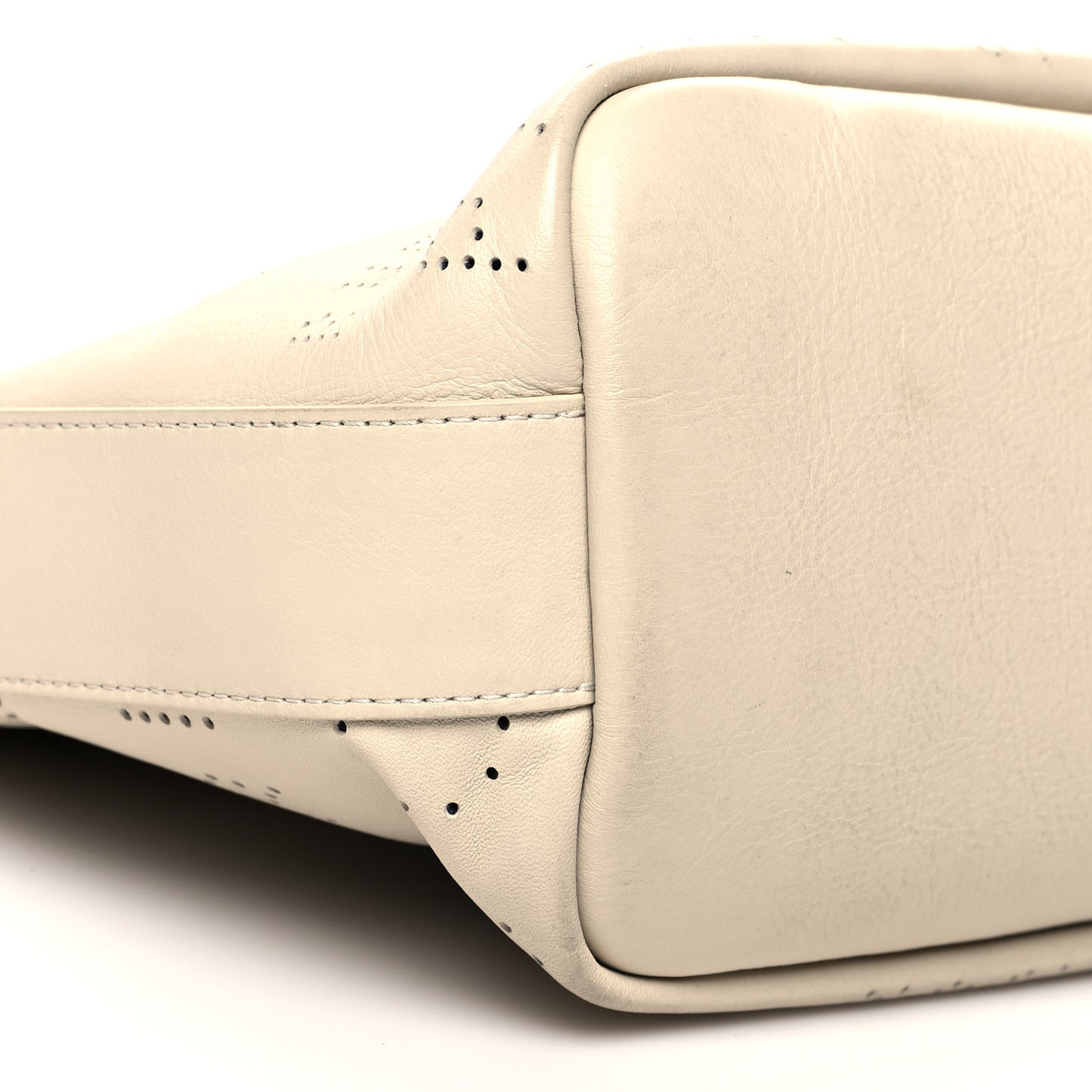 Calfskin Tweed Small Logo Eyelets Shopping Tote Beige