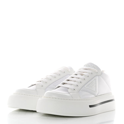 Prada Re-Nylon Spazzolato Rubber Triangle Logo Macro Quilted Mens 35mm Platform Sneakers 8 White 3 of 9