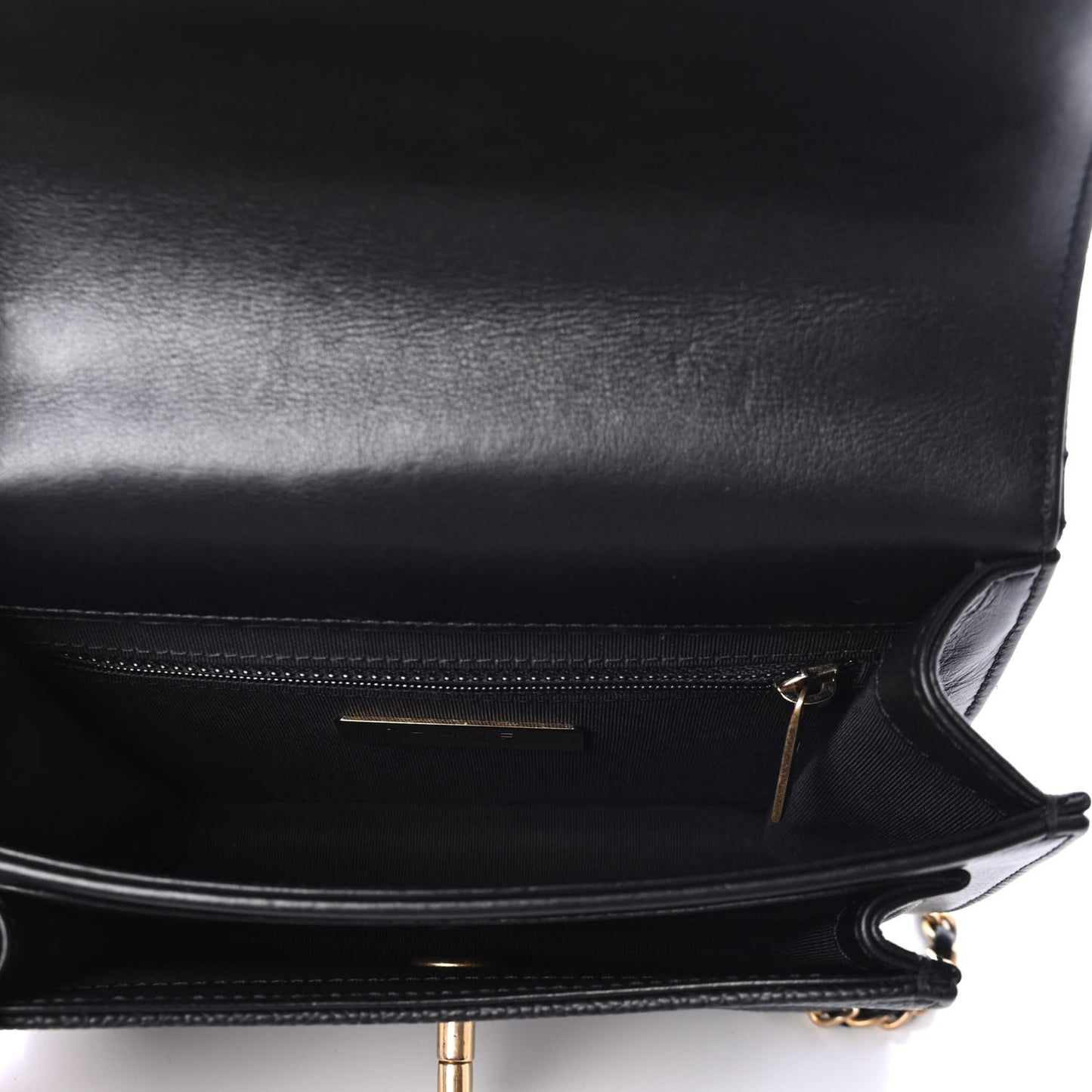 Calfskin Caviar Quilted Mini Chain Handle Flap Black