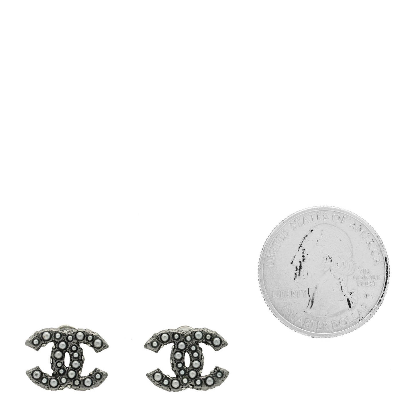 Pearl Crystal CC Earrings Ruthenium