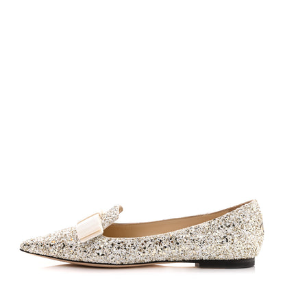 Jimmy Choo Glitter Fabric Gala Viola Flats 36 Moon Sand 1 of 8