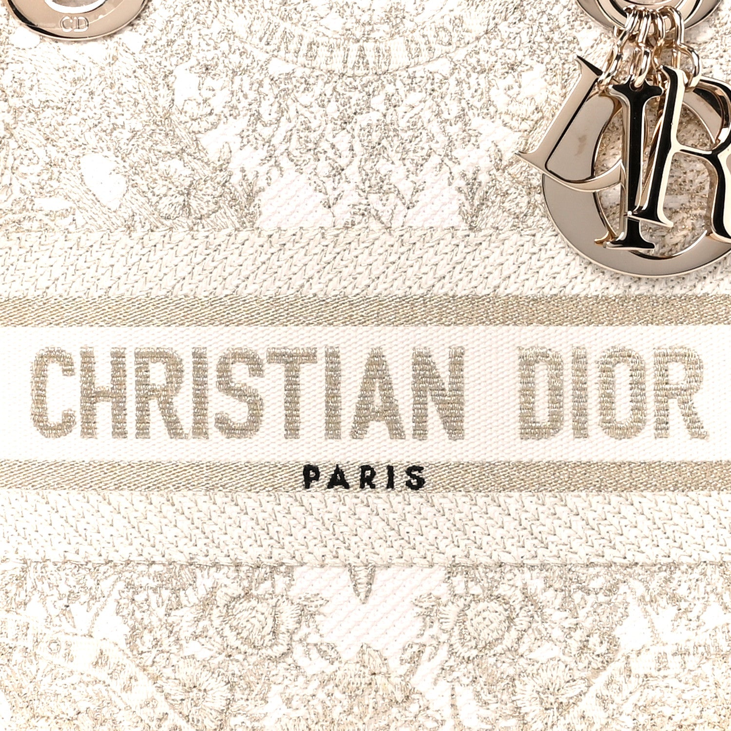 Christian Dior Canvas Around The World Stella Embroidered Medium Lady D-Lite White Gold 8 of 10