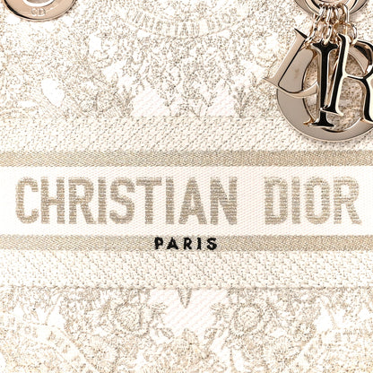 Christian Dior Canvas Around The World Stella Embroidered Medium Lady D-Lite White Gold 8 of 10
