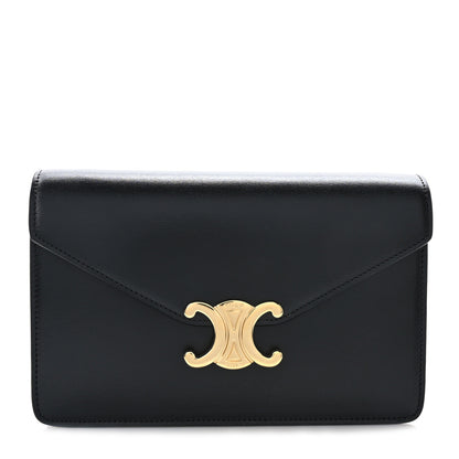 Celine Shiny Calfskin Triomphe Margo Wallet on Chain Black 1 of 11