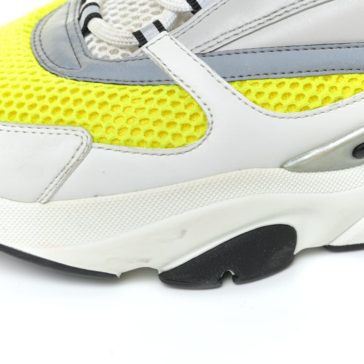 Technical Mesh Calfskin Mens B22 Sneakers 43 White Yellow