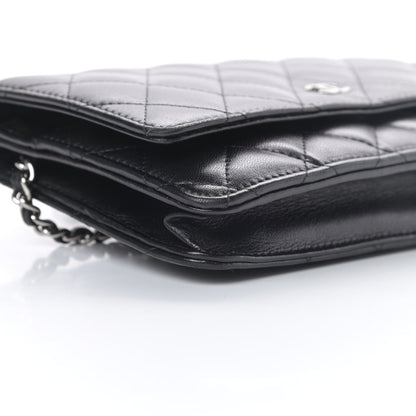 Chanel Lambskin Quilted Wallet On Chain WOC Black 10 of 14