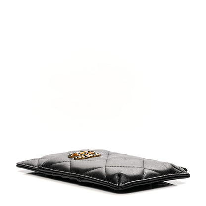 Chanel Shiny Goatskin Quilted Chanel 19 Phone and Card Holder Black 4 of 8
