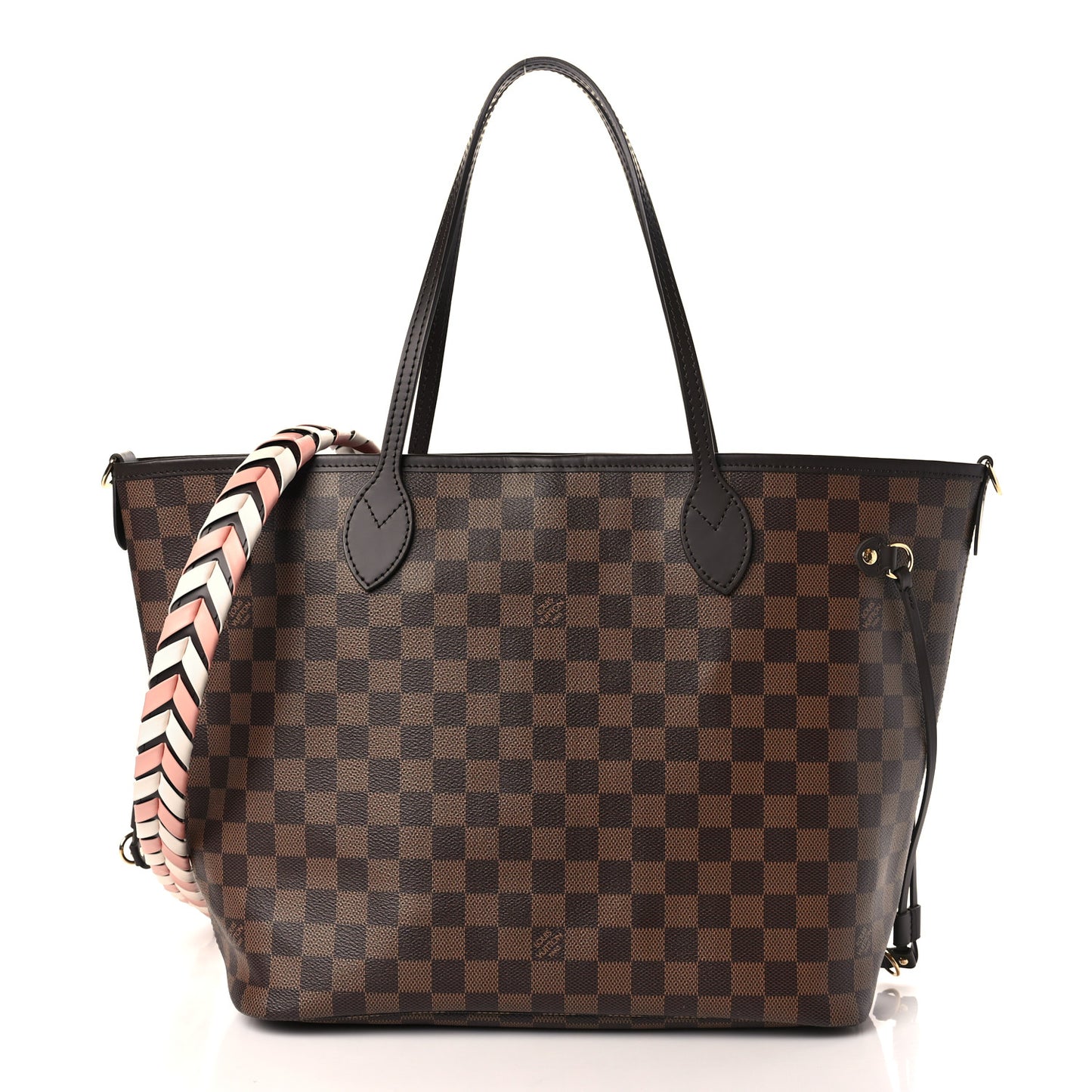 Damier Ebene Braided Neverfull MM Pink