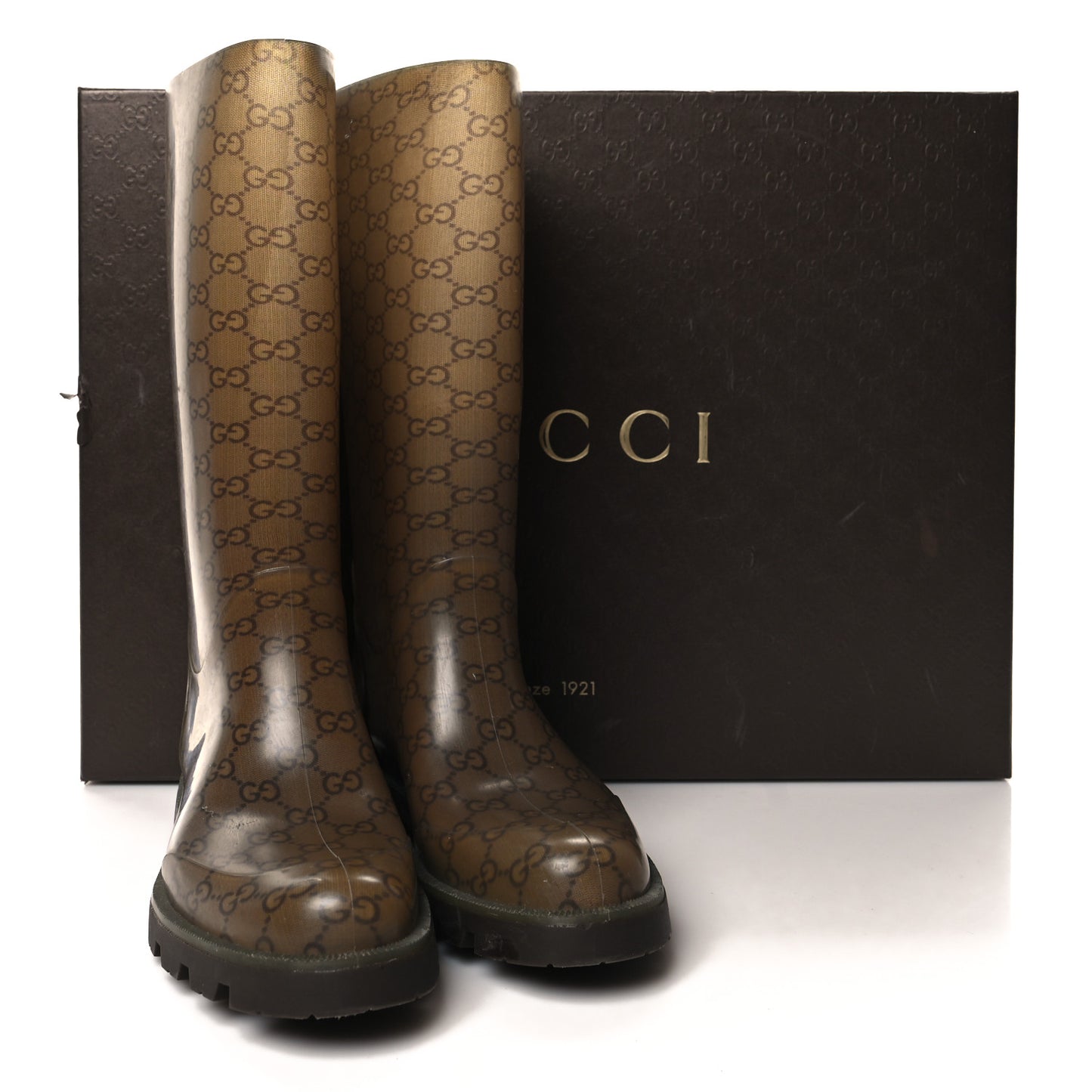 Rubber Monogram Edinburg Rain Boots 38 Transparent Cocoa