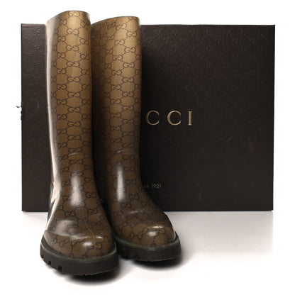 Gucci Rubber Monogram Edinburg Rain Boots 38 Transparent Cocoa 8 of 8