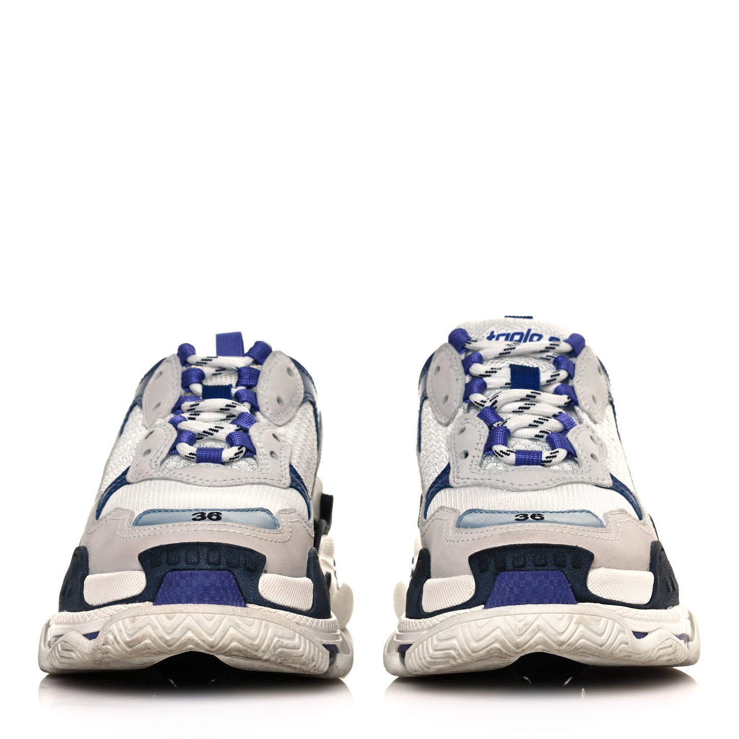 Mesh Nubuck Womens Triple S Sneakers 36 White Bleu Violet