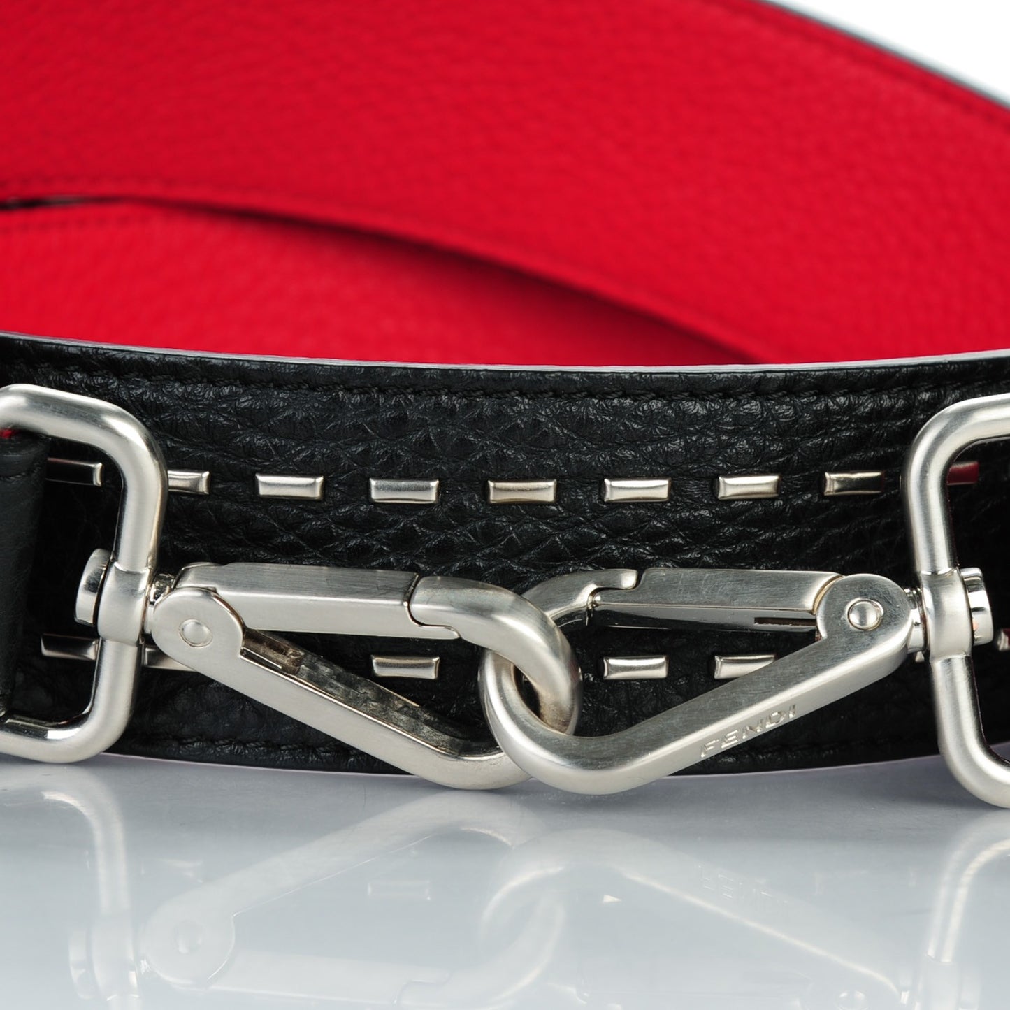 Cuoio Romano Metal Stitch Strap You Black Red