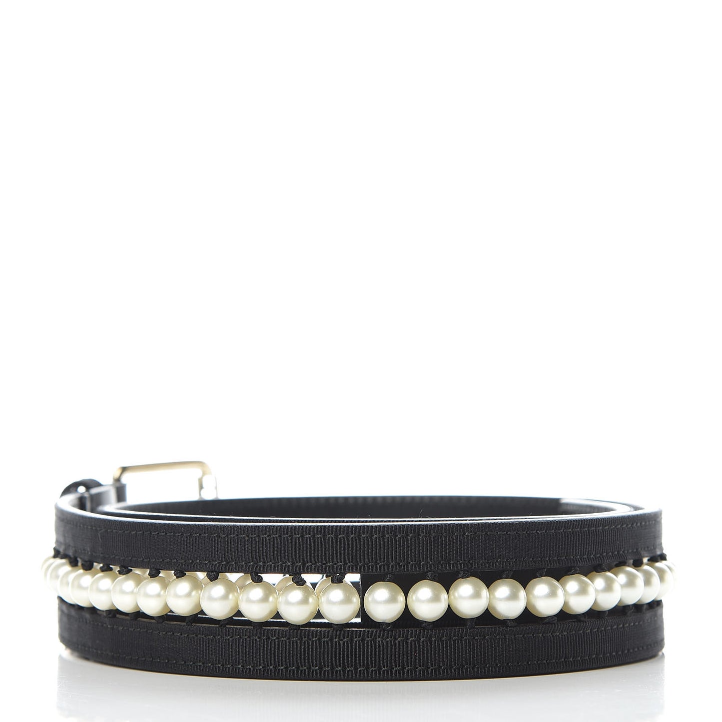 Grosgrain Calfskin Pearl CC Belt 70 28 Black