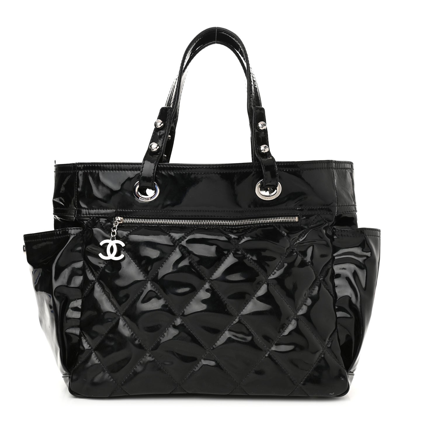 Vinyl Quilted Large Paris Biarritz Tote Black