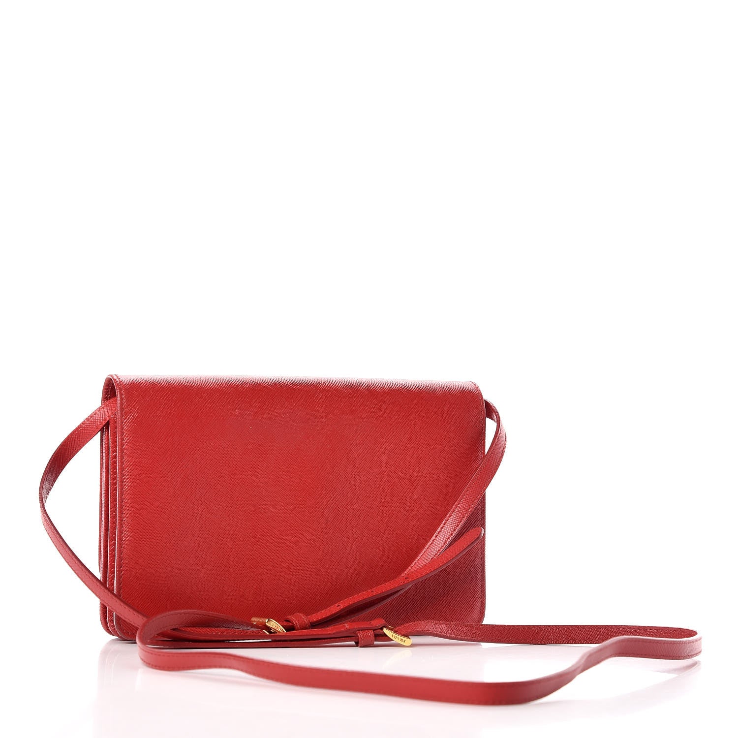 Prada Saffiano Metal Flap Wallet With Strap Fuoco 3 of 20