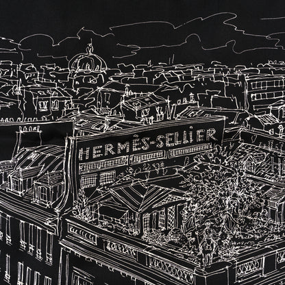 Hermes Silk Un Jardin Sur Le Toit Pocket Square Black White 2 of 4