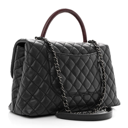Chanel Caviar Lizard Quilted Medium Coco Handle Flap Black 3 of 14