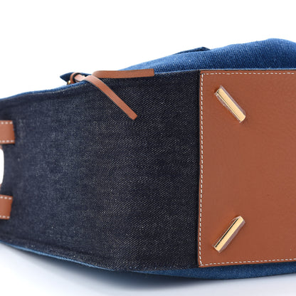Loewe Calfskin Denim Small Hammock Shoulder Bag Blue Tan 6 of 8