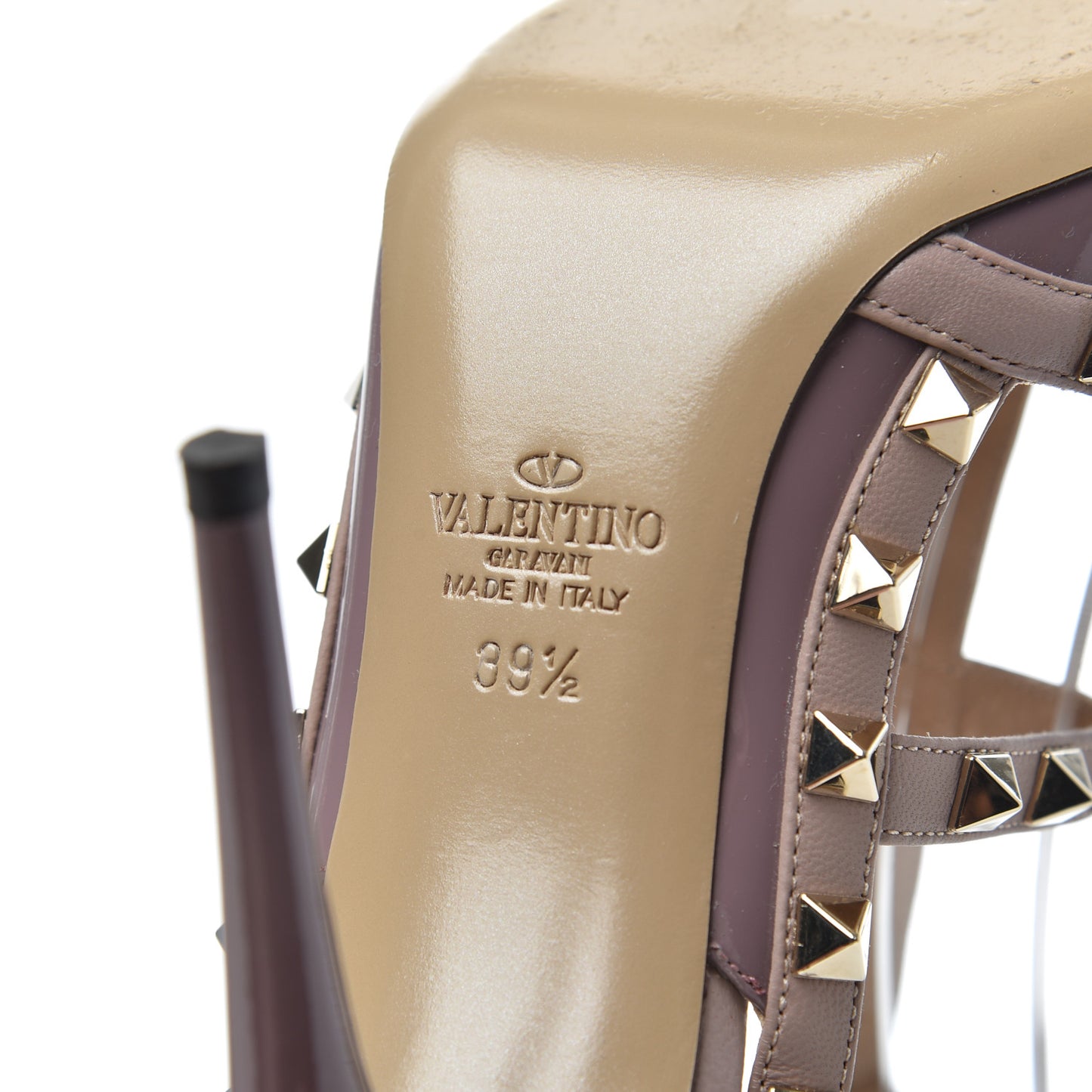 Patent Rockstud Ankle Strap 100mm Pumps 39.5 Dark Mauve Poudre