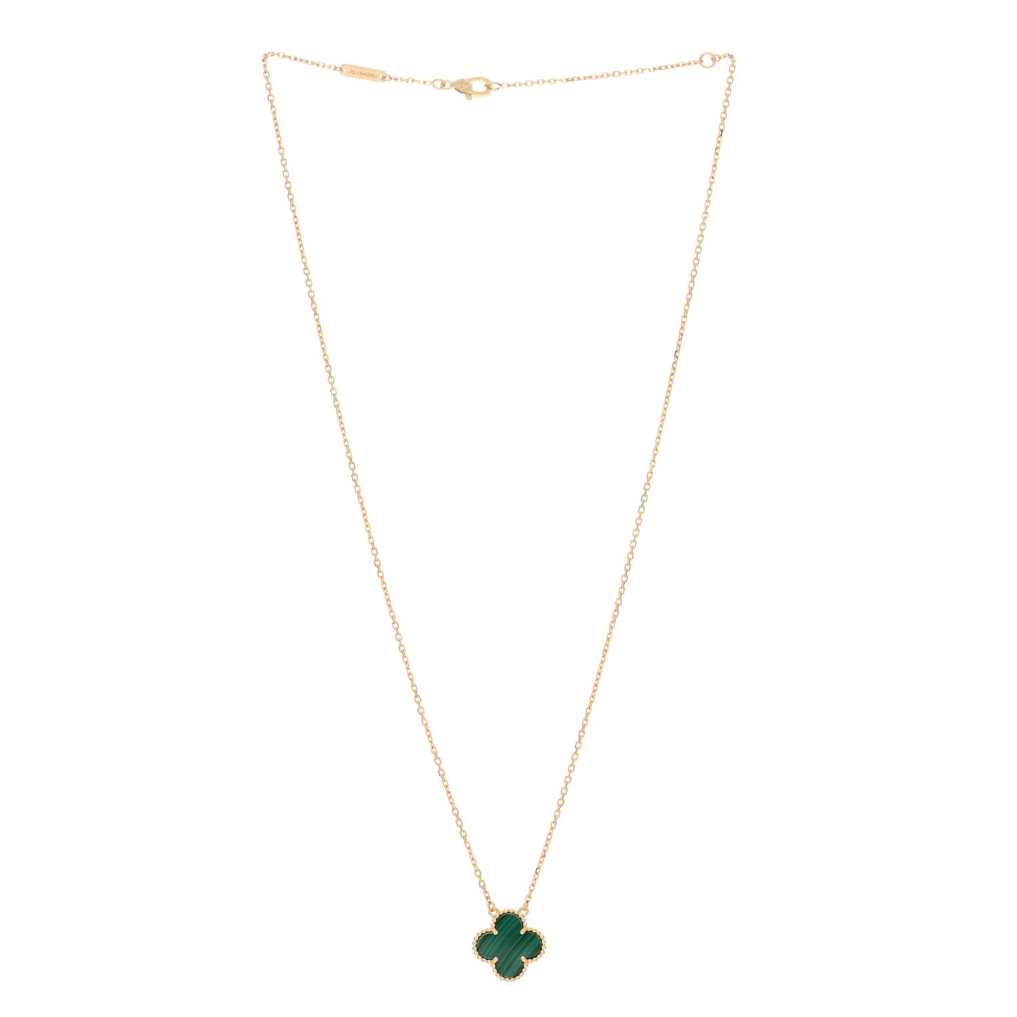 18K Yellow Gold Malachite Vintage Alhambra Pendant Necklace