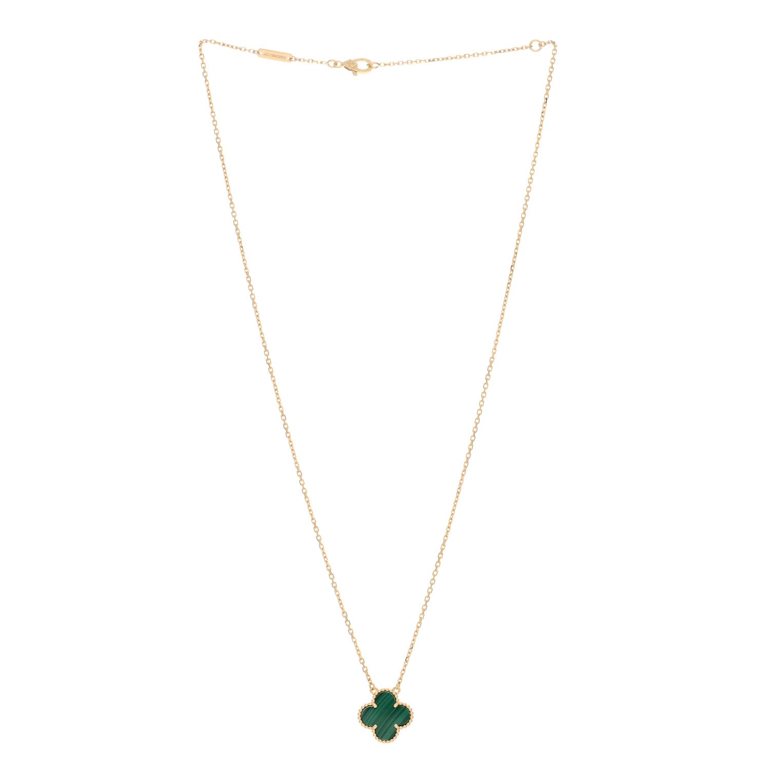 Van Cleef & Arpels 18K Yellow Gold Malachite Vintage Alhambra Pendant Necklace 3 of 4