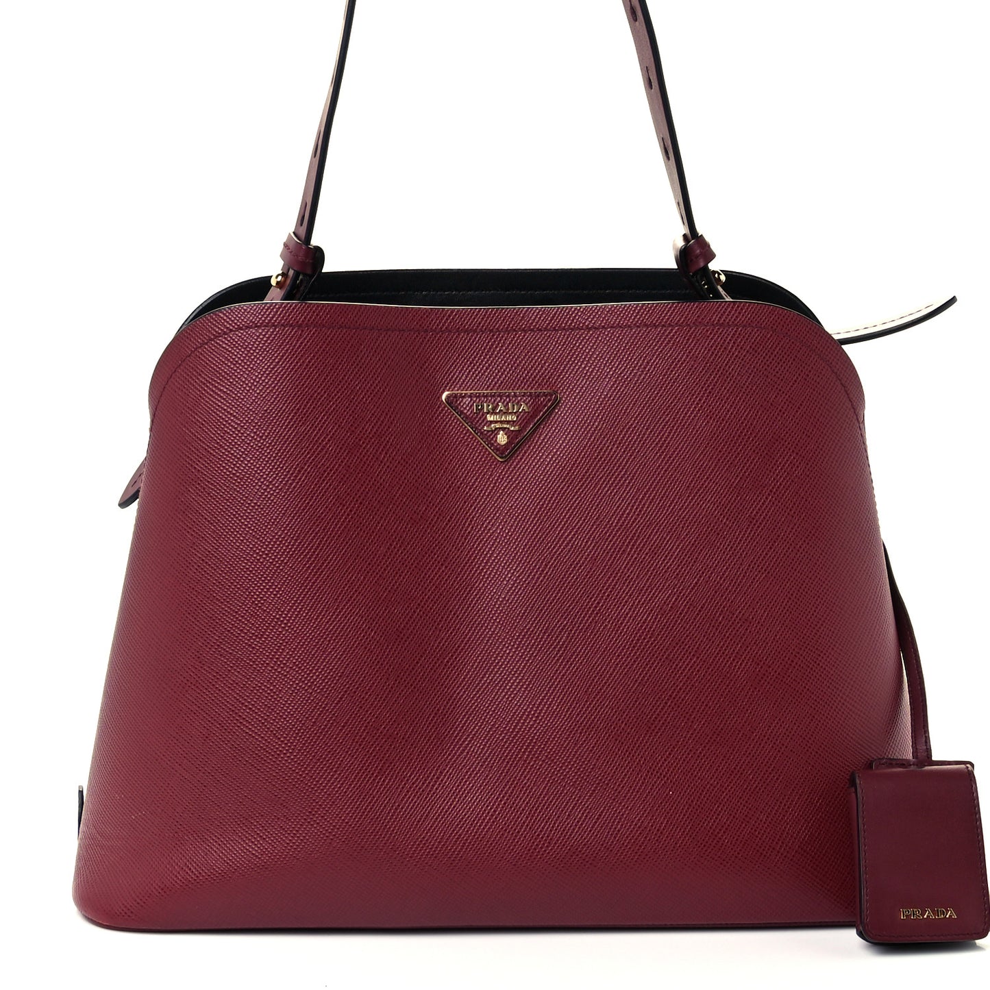 Saffiano Cuir Matinee Tote Cherry Black